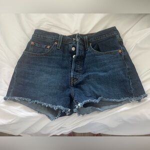 LEVIs 501 dark wash jean shorts